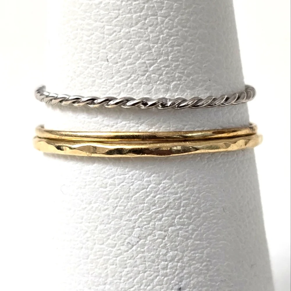 Minimalist 14K Gold Ring Set – 3 Stackable Bands